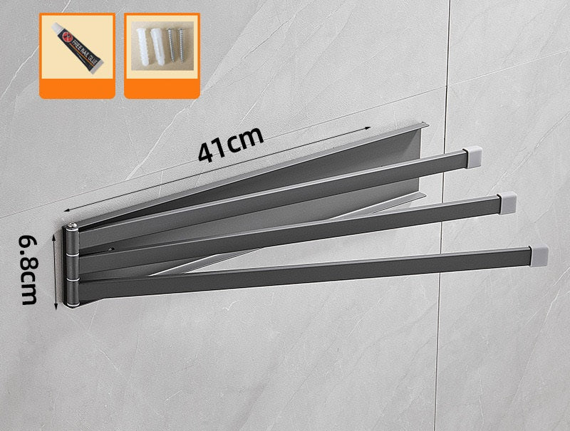 Wall-Mounted 3-Arm Swivel Towel Rack – Space-Saving & Stylish
